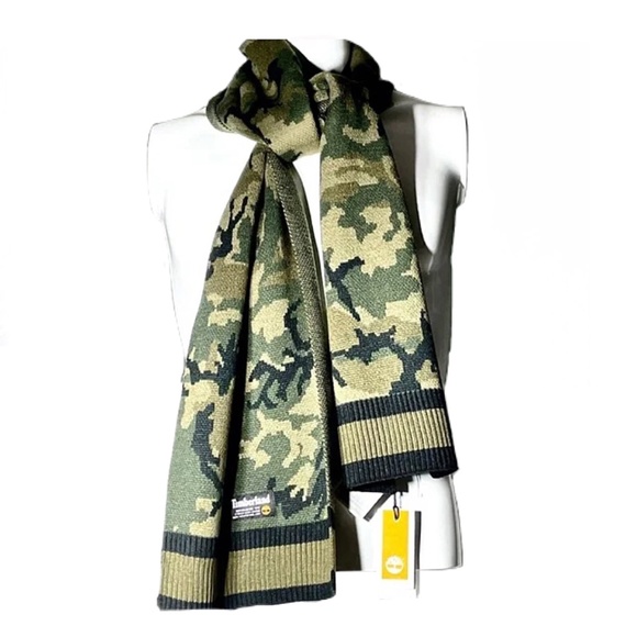 NWT Timberland Camo Jacquard Reversible Knit Scarf - Picture 1 of 15